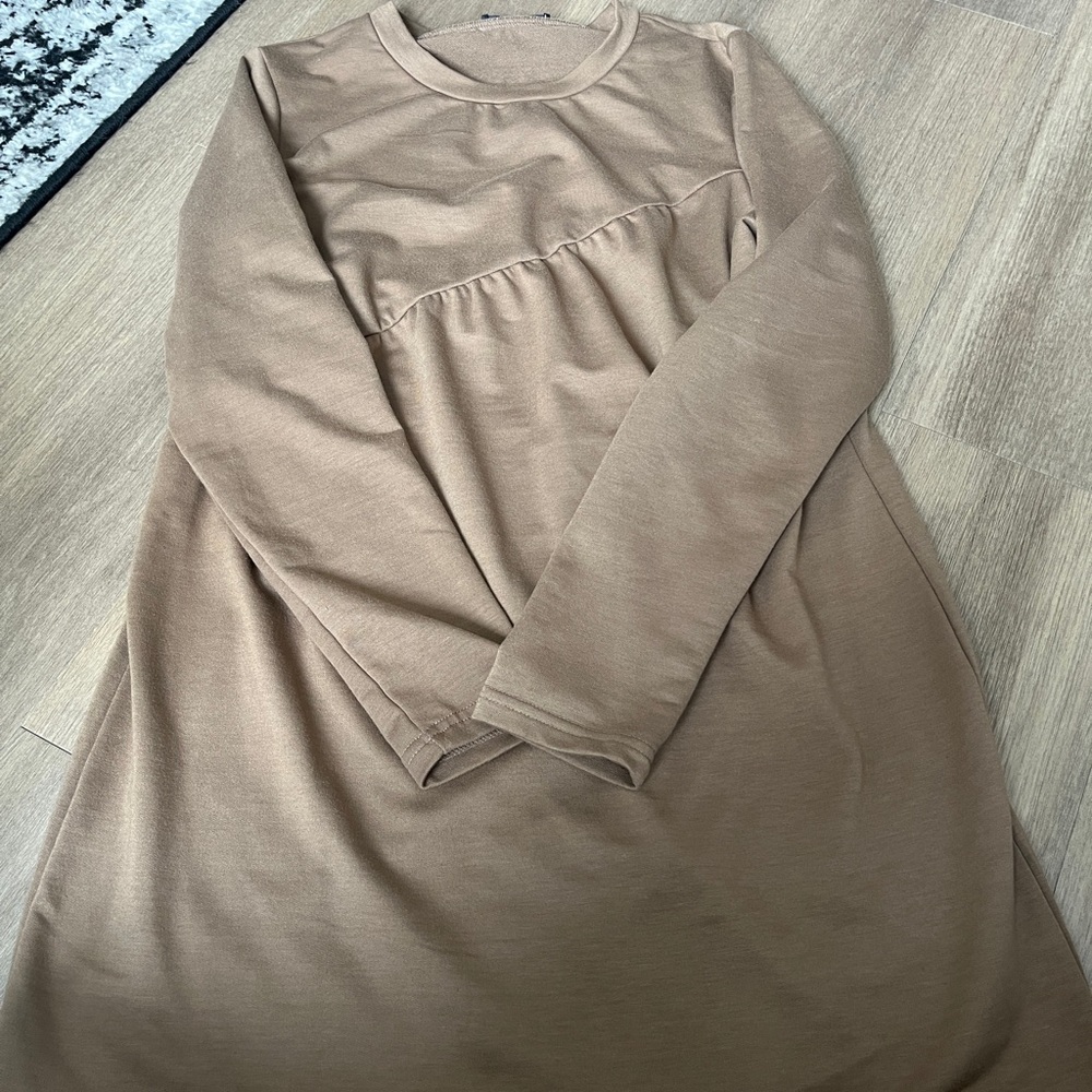Brown  Long Sleeve Dress